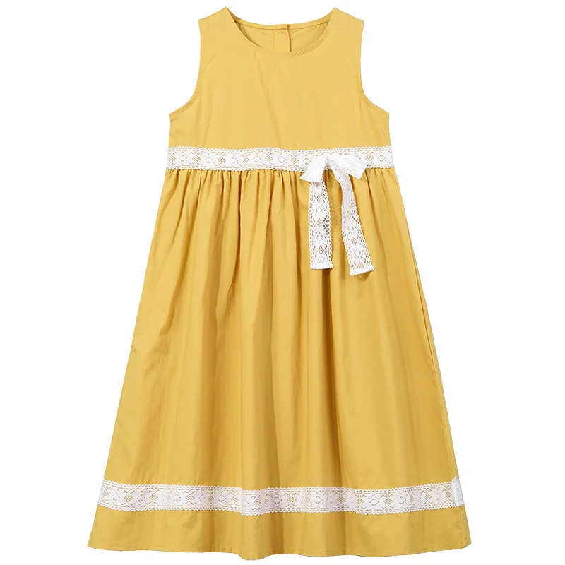 

Fashion 2022 Summer New Sleeveless Girls Dresses Children Lace Patchwork Cotton Dresses Baby Girls Holiday Beach Dresses A472