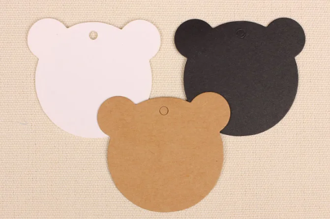 100 х коричневый/черный/белый медведь бумажные отметки крафт-бумаги бирки