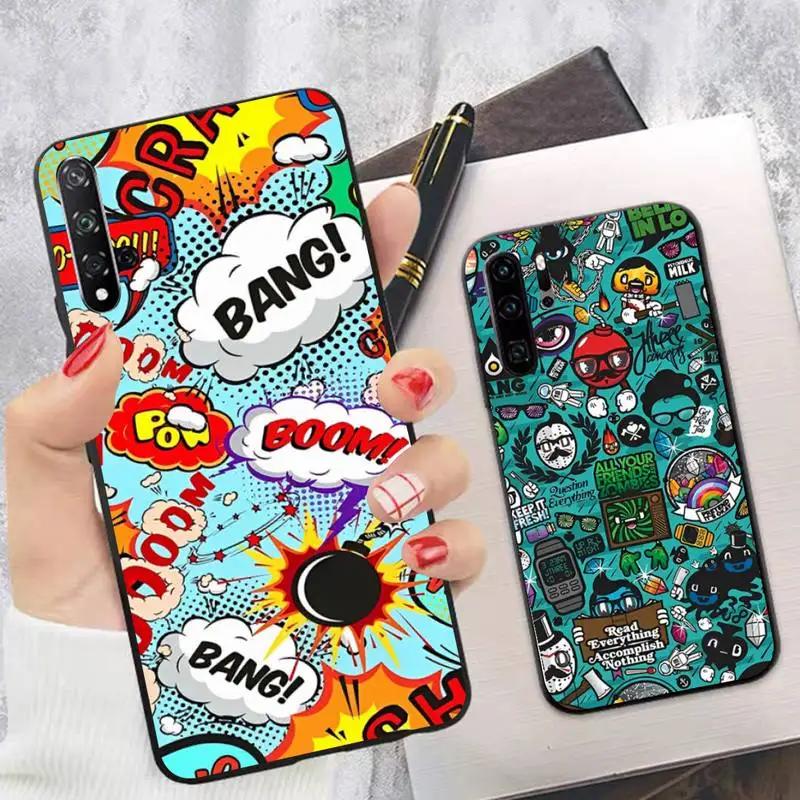 

Graffiti Sticker Bomb Phone Case Soft Silicone Case For Huawei p 30lite p30 20pro p40lite P30 Capa