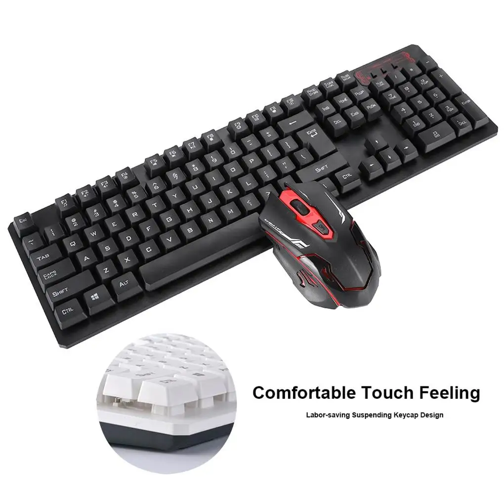 

800/1000/1200/1600DPI 2,4 ГГц Беспроводная игровая мышь с подключением клавиатуры-черный