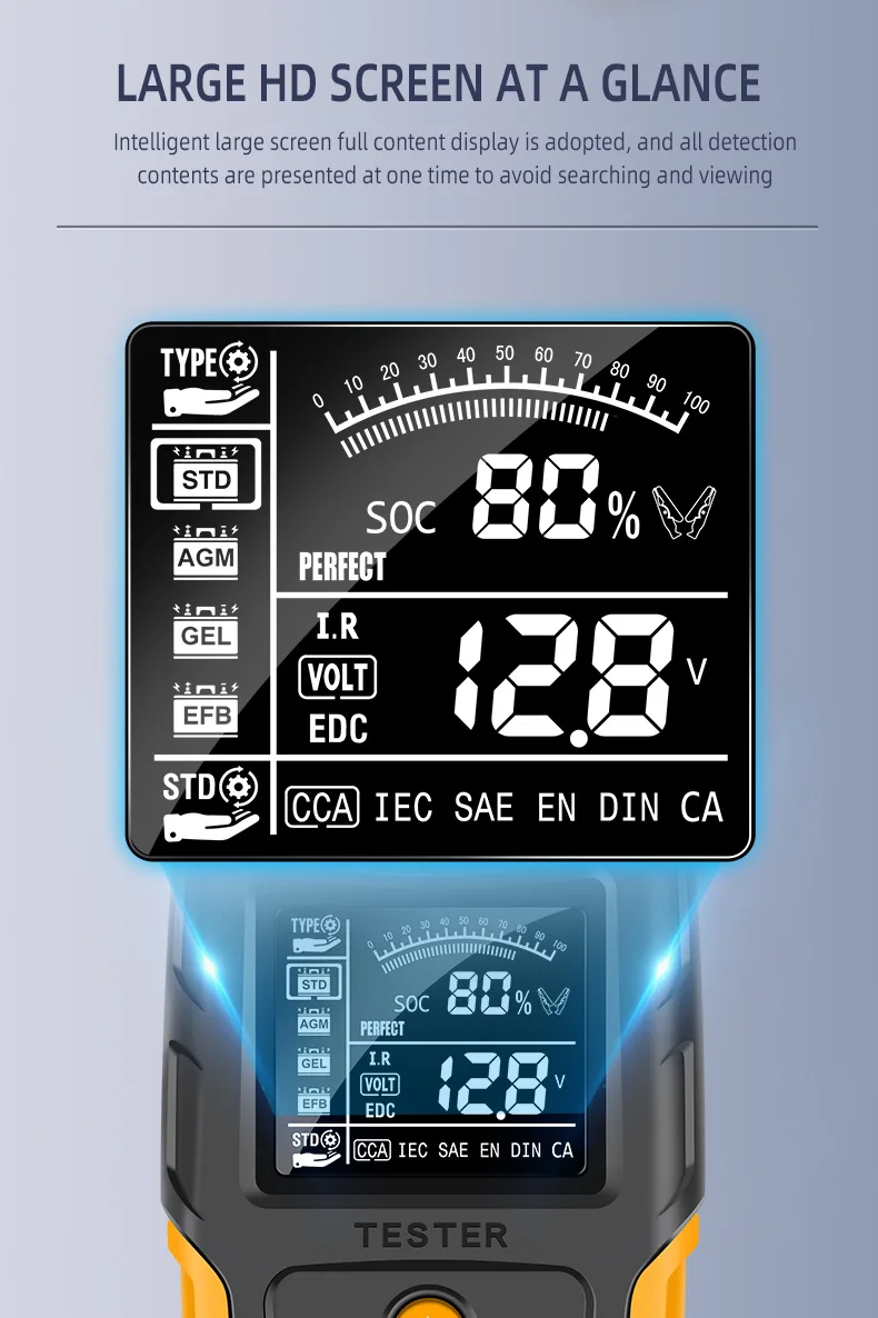Universal 12V 24V Car Battery Tester LCD Vehicle Cranking Charging Scanner Diagnostic Measurement Analyzer |
