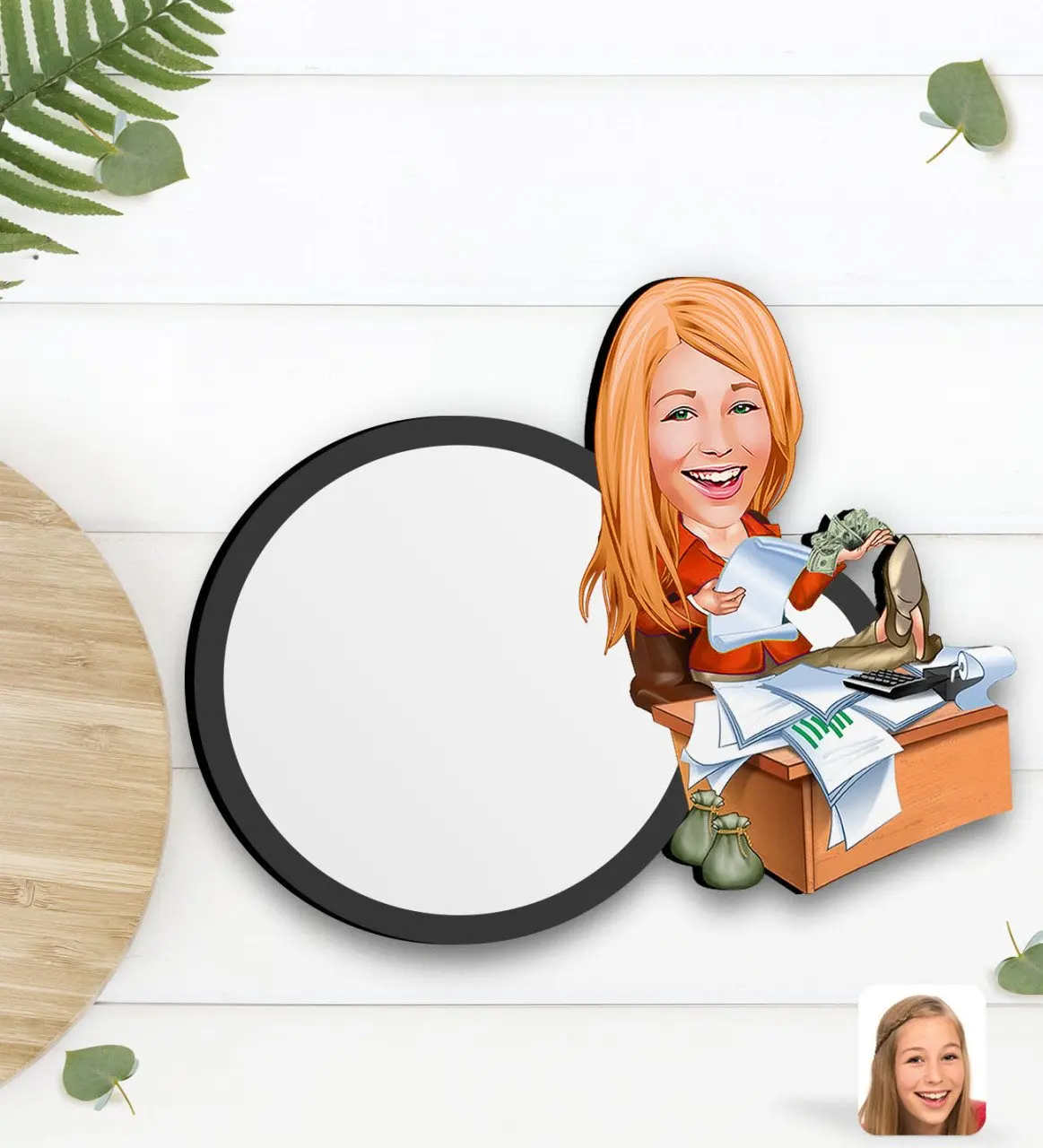

Personalized Women 'S Boss Caricature Of Wood Cup Altlığı-6
