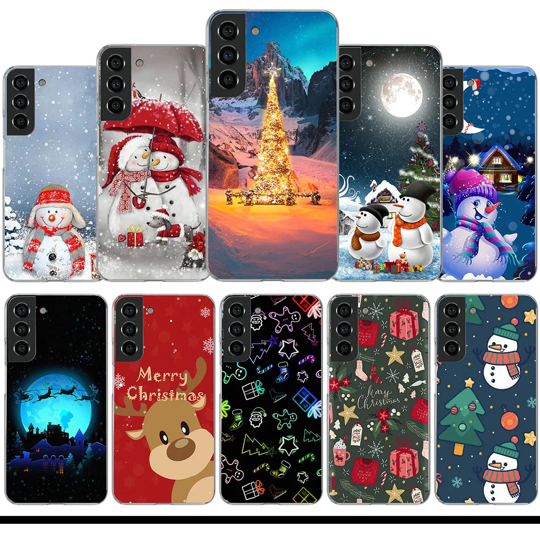 

Merry Christmas Tree Snowman Phone Case for Samsung Galaxy S22 S21 FE 5g S20 S10 Plus Note 20 Ultra A71 A52 A32 Cover Funda