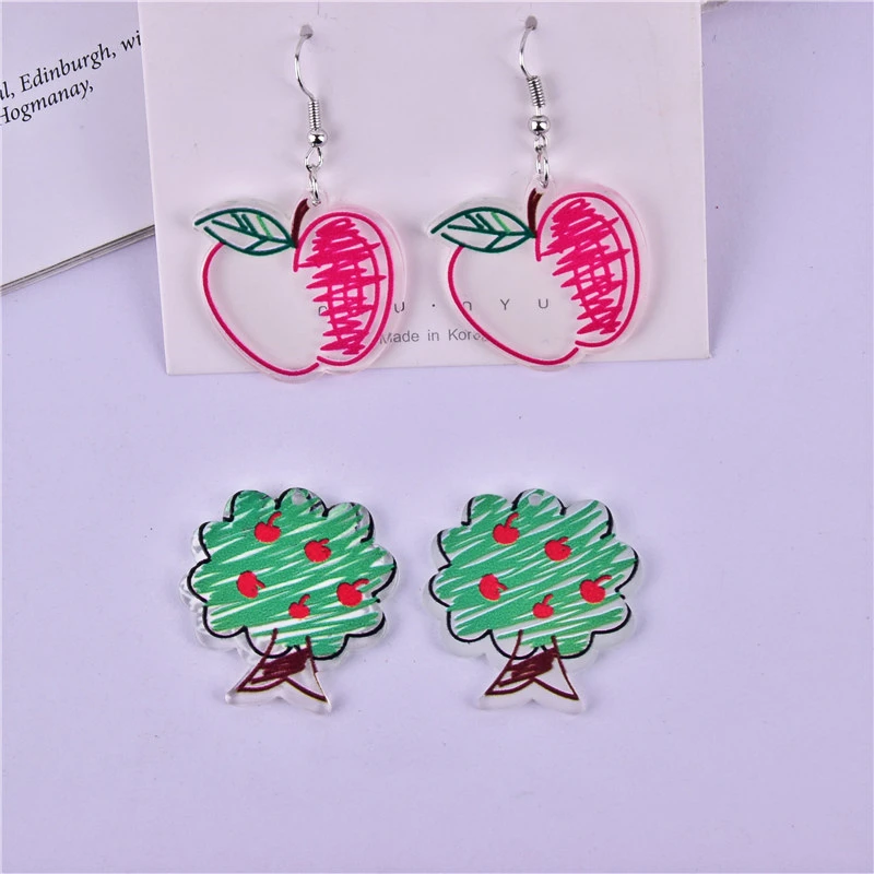 

Apple Tree Earrings Handmade Unique Fashion Interesting Girl Women DIY Jewelry Accessories Pendant Gift