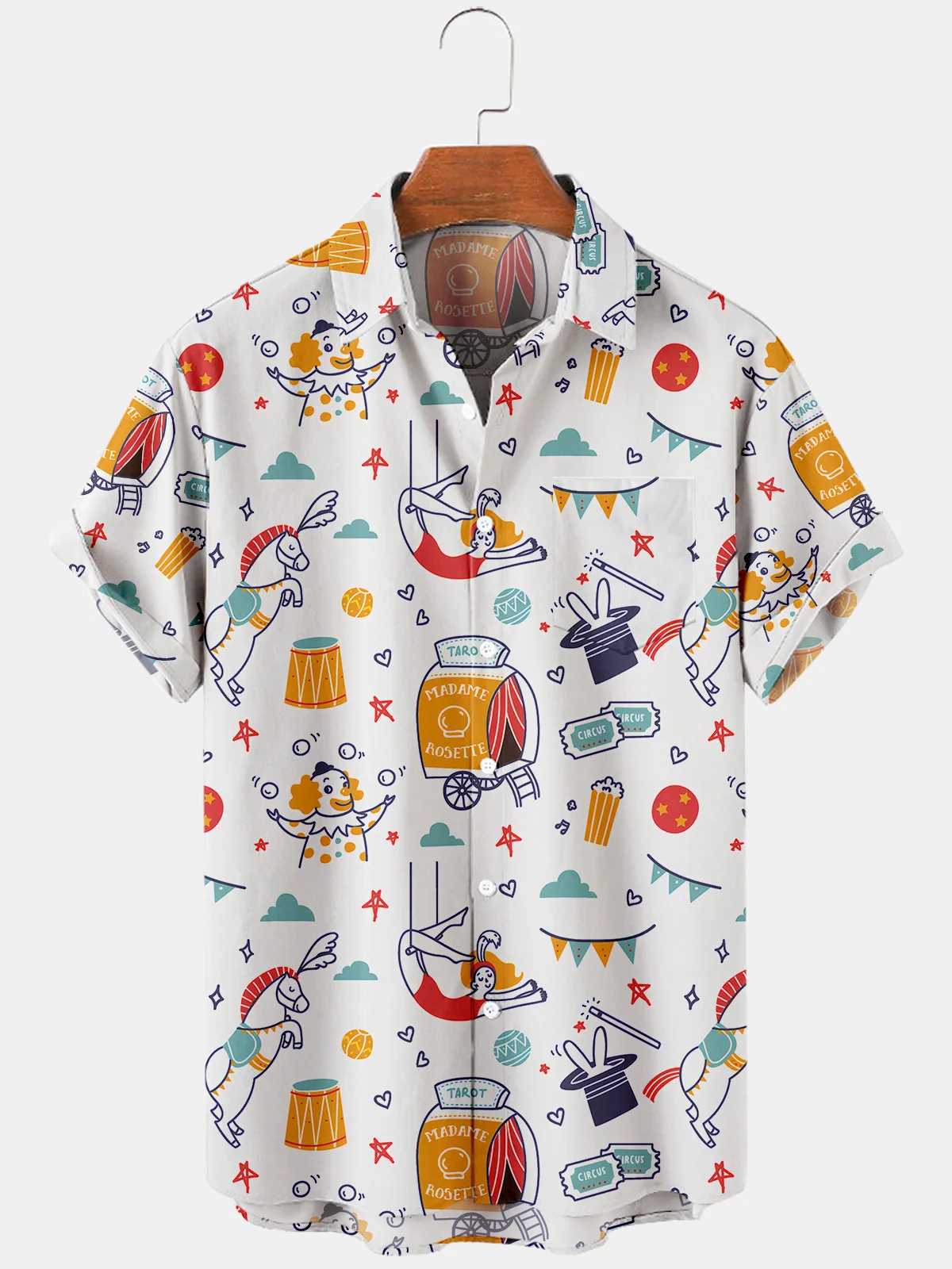 2021 Men's Casual Trend Harajuku Spring/Summer Plaid Shirt Short Sleeve Chest Pocket Design Fashion Print Button 15