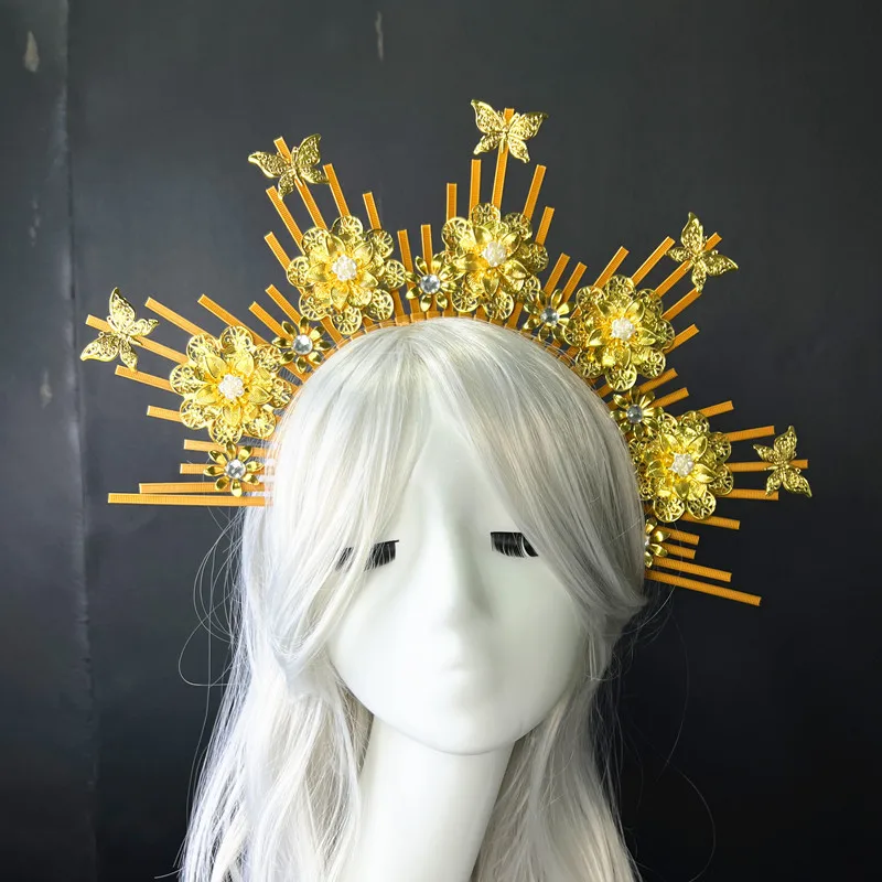

Женская повязка на голову с шипами, золотистая повязка на голову в стиле Хэллоуин, свадебные аксессуары для фотосессии