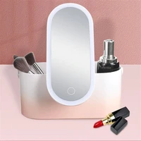 portable makeup organizer box with led touch light mirror travel makeup cosmetics organizer touch light storage makeup case