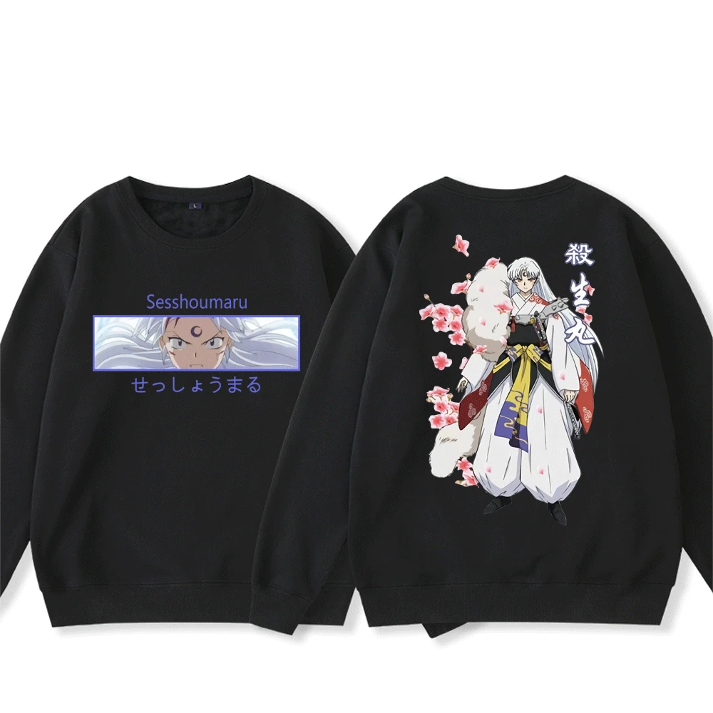 

Anime Demon Inuyasha Print Hoodie Casual Loose Hooded Sweatshirt Japan Manga Sesshoumaru Higurashi Kagome Hoodie Streetwear Tops