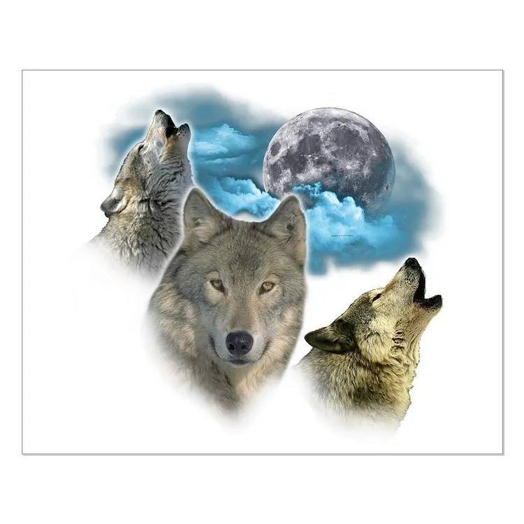 

Маленький постер с изображением волков и Луны, современный настенный Декор для комнаты, винтажный домашний фон, смешная картина без рамки