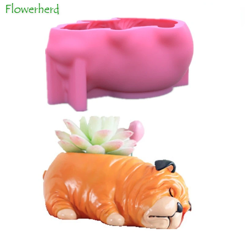 

Shar Pei DIY 3D Creative Pen Holder Flower Pot Silicone Mould Aromatherapy Candle Mold Cake Decoration Concrete Clay Mold
