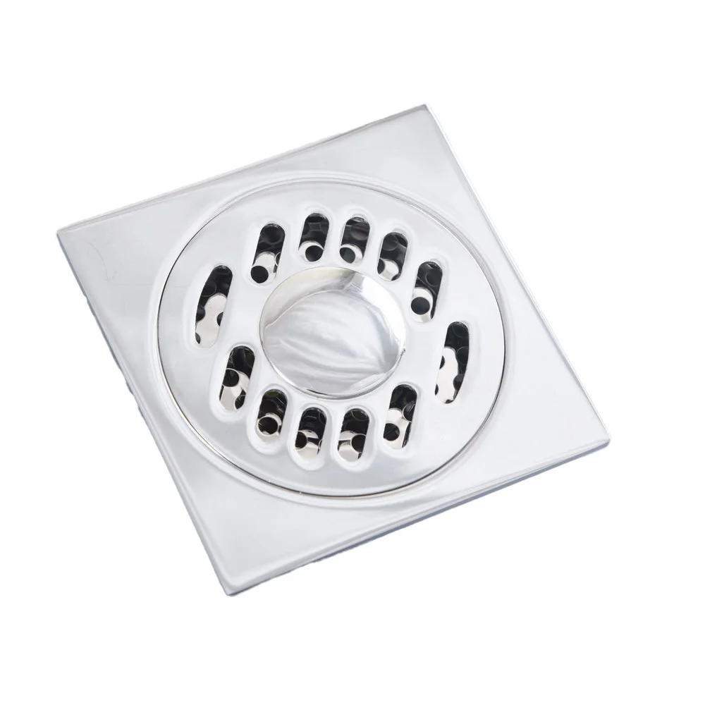 Полированная хромированная латунь квадратный слив для ванной комнаты решетка