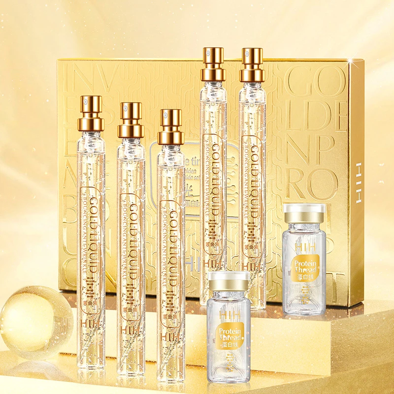 

1 BOX 24K Gold Face Serum Active Collagen Silk Thread Facial Essence Firming Anti-aging Skin Care Protein Peptide Serum gift box