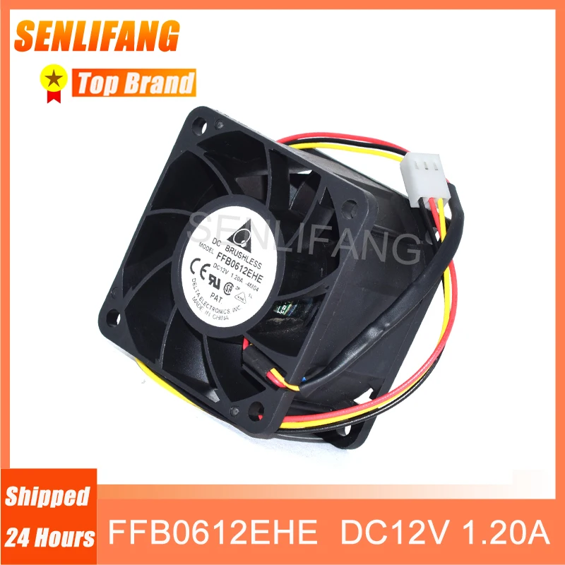 Новый квадратный охлаждающий вентилятор Delta FFB0612EHE, 12 В постоянного тока, 1,20 A, 60*60*38 мм, три провода