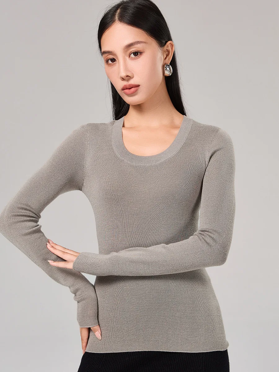 Шерстяной свитер с 2024 года новый осенне-зимний корейский U-образным вырезом