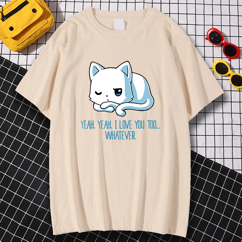 

Yeah Yeah I Love You Too Whatever Printmale T Shirt Aesthetic All-Match Tops Fitted Home Clothes Fitted Branded T-Shirt Mens