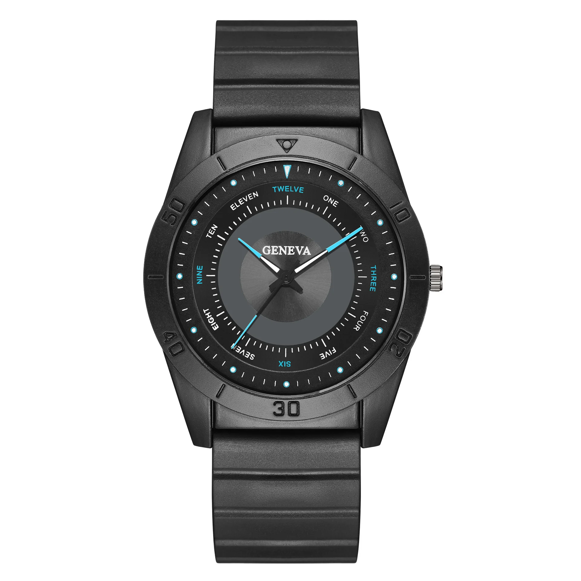 

New Fashion Men's Watch Black Silicone Band Watch High-end Business Quartz Watch Wrist Watches for Men Automatic
