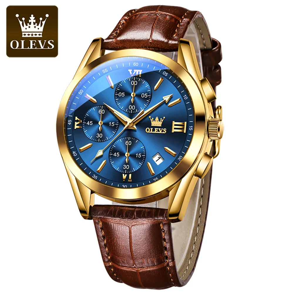 

Top Brand Luxury OLEVS 2872 Watch for Men Chronograph Sports Men's Wristwatch Leather Strap Waterproof Business Quartz Watch