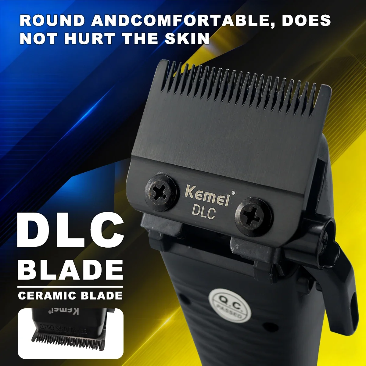Фото Kemei KM-1911 Мужская машинка для стрижки волос DLC Blade Внешний ротор Бесщеточный двигатель Базовое зарядное устройство Светодиодный дисплей Профессиональная машина для стрижки волос №2