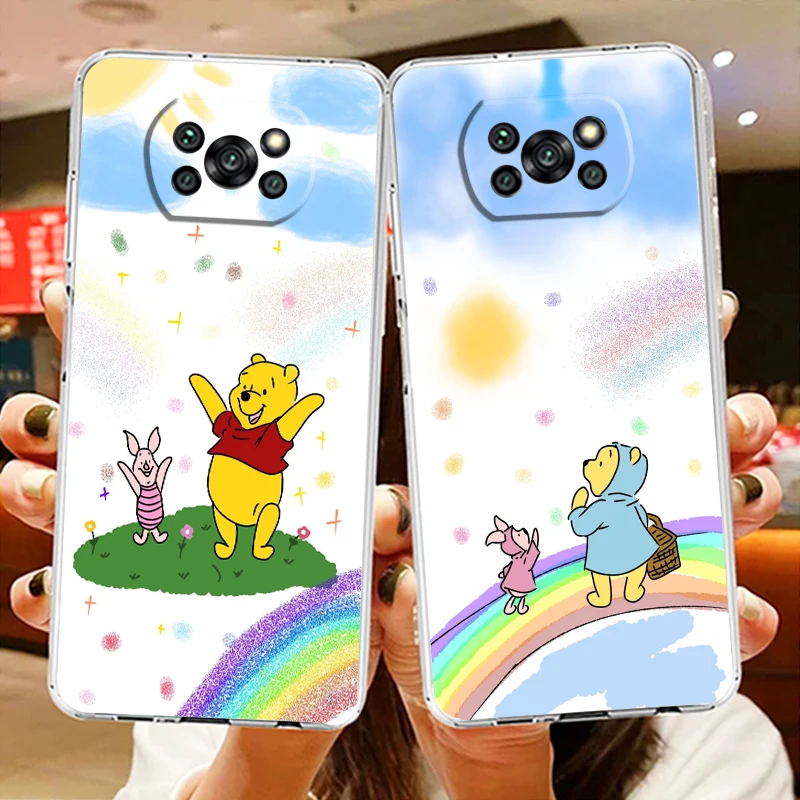 

Disney Winnie Pooh Cartoon Transparent Phone Case For Xiaomi Mi Poco X5 X4 X3 NFC F4 F3 GT M5s M4 M3 Pro C55 C50 5G