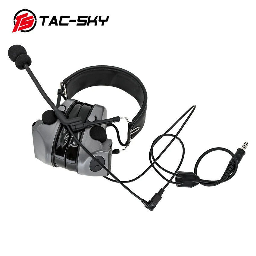 TS TAC-SKY Tactical Headset Accessory Y Cord Long Version with U94 Ptt and Comtac Microphone for Tactical Shooting Headset