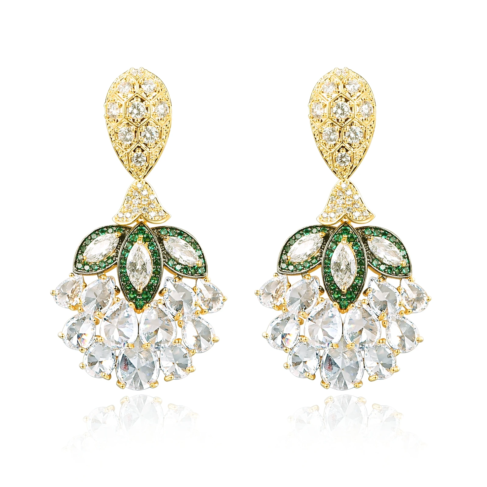 

Роскошные супер блестящие серьги-подвески LUALA с зелеными листьями, огромные женские серьги со стразами