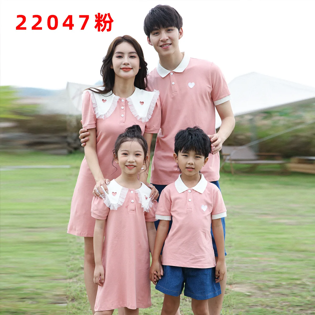 Summer Style Family Matching Outfits Green Vivi Dress Mother Daughter Dresses Dad Son Jeans Pants Women Dress Men Polo T shirt images - 6