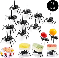 12 pcs ants food fruit picks decoration ant shape forks snack cake dessert tableware for home kitchen party dinner fruit pick