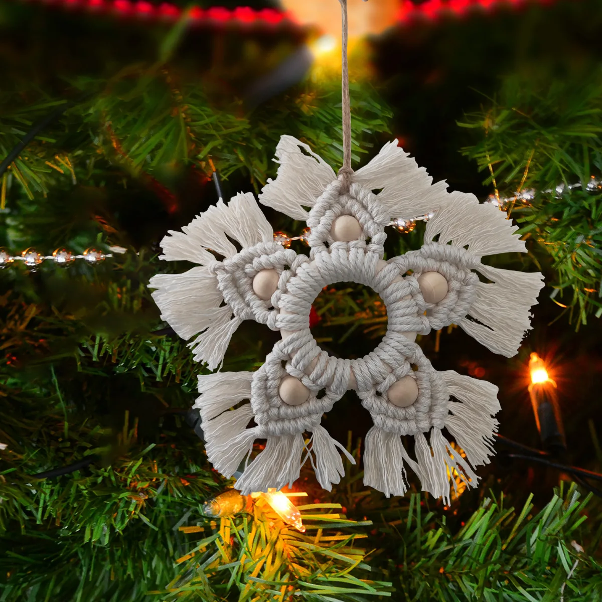 

Рождественские подвески из дерева, снежинки, бохо