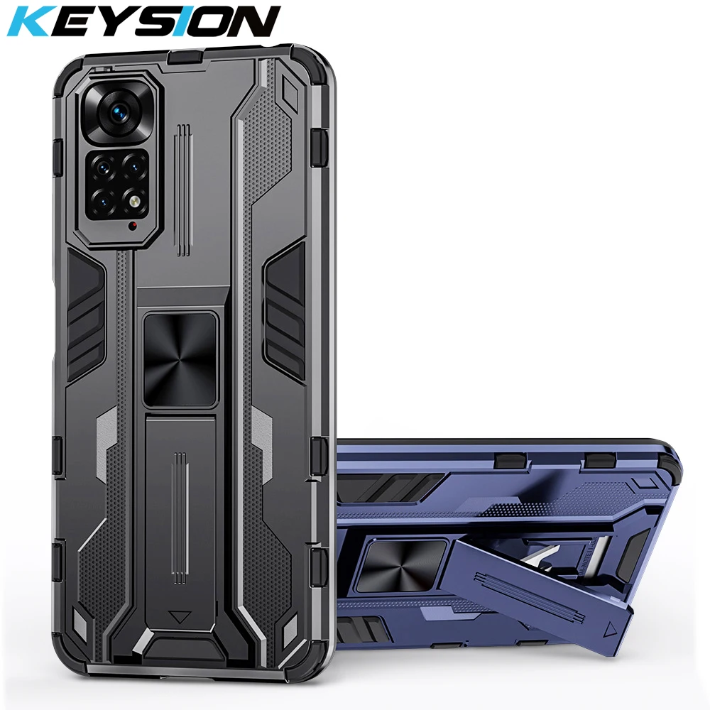 

KEYSION Shockproof Armor Case for Redmi Note 11 11S 11 Pro 5G Global 11T 10 Pro Stand Phone Back Cover for POCO X4 NFC M4 Pro 5G