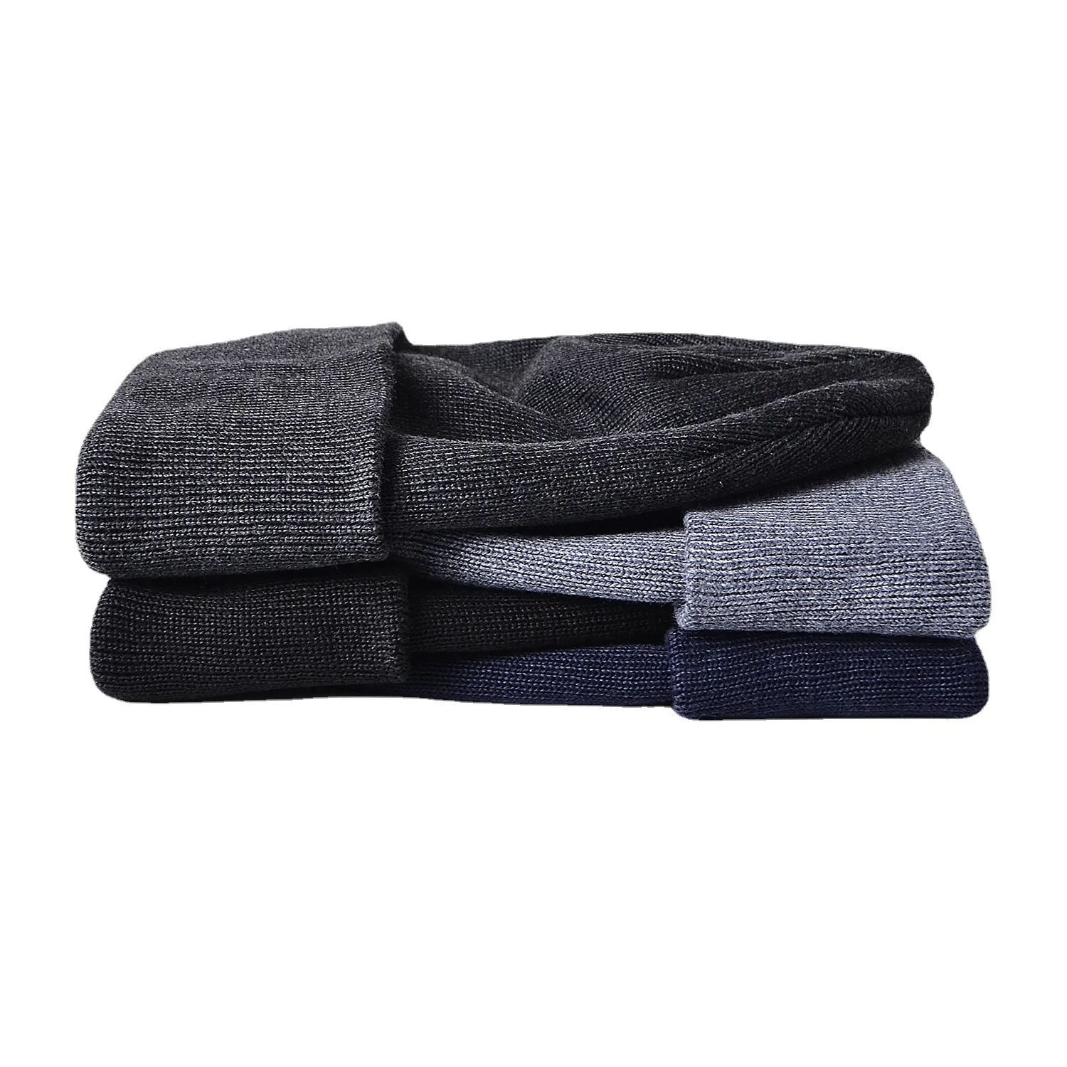 Зимние теплые шапки для мужчин и женщин толстые вязаные с манжетами рыбацкая