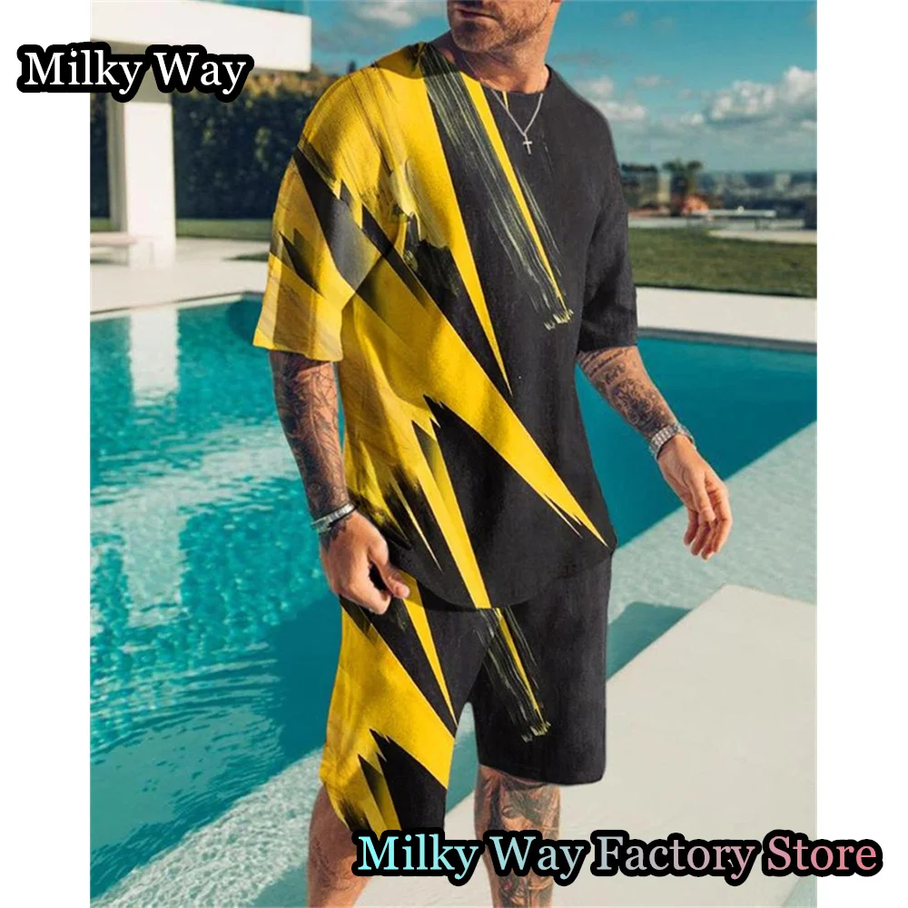 Men's Summer Tracksuit Believe in Yourself T-shirt Shorts Set Sports Outfit Jogging Suit Oversized Clothing Outdoor Streetwear