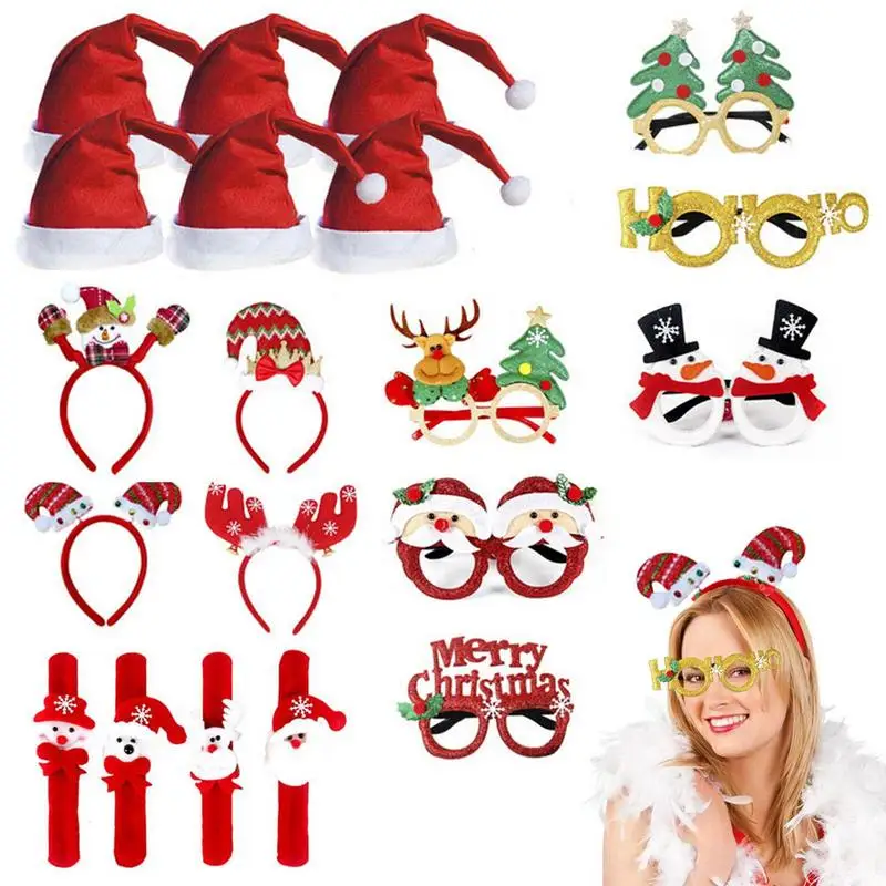 

Christmas Hat Glasses Frames Set Unique Holiday Season Parties Favors Snowman Santa Hat Christmas Photo Booth Props Christmas