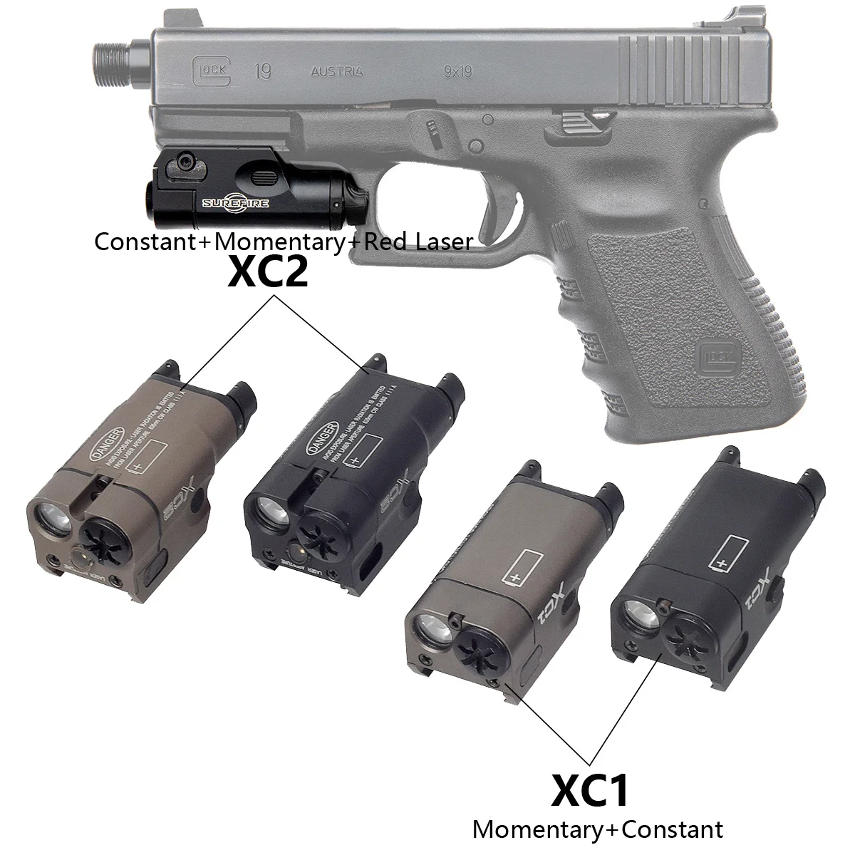 Тактический светодиодный фонарик SureFire XC1 XC2 Weapon Scout для пистолета Airsoft GLOCK 17 18C 19
