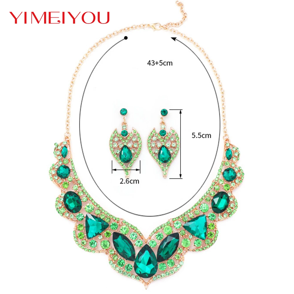 Italy Wedding Jewelry Fashion Earrings Set Simple Luxury Crytal Necklace Zircon Party Korean New Style Trendy Elegant Girl Gift
