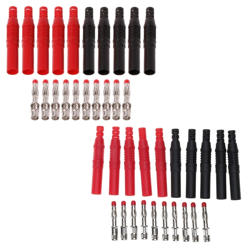 

10 Pcs Straight Insulated Safety 4mm Male Banana Plug Wire Solder DIY Connectors