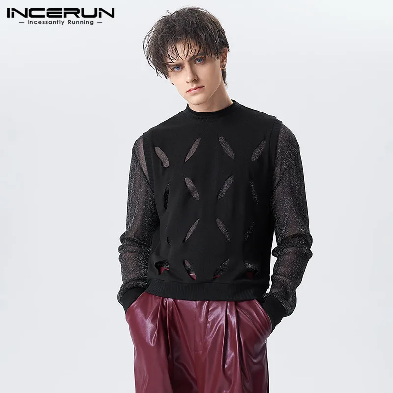 

American Style Men's Printing Cut-out Design Tank Tops Fashion Casual Male Hot Sale Half High Neck Vests S-5XL INCERUN Tops 2023