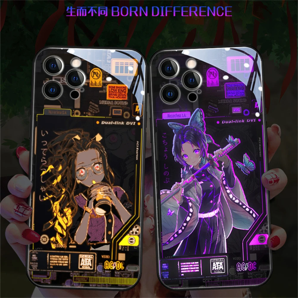 For Huawei Nova 8 9 Pro P30 P50 LED Luminous Tempered Glass Night Light Phone Case Free Shipping!