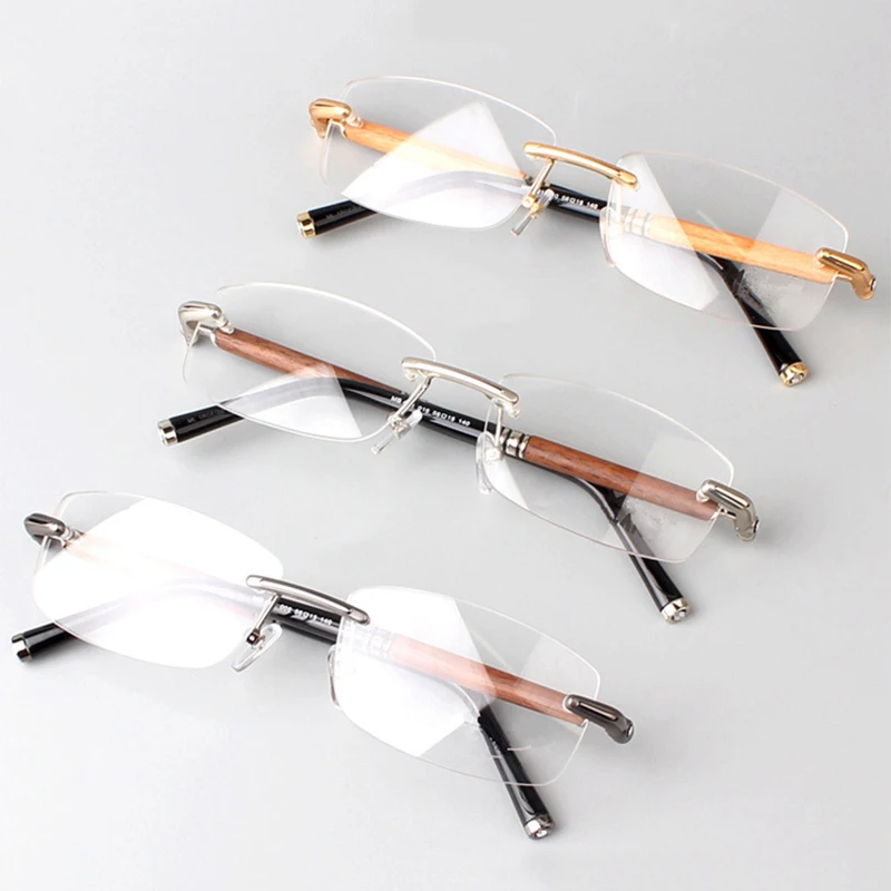 Оправа для очков без оправы деревянные титановые ретро очки коррекции миопии