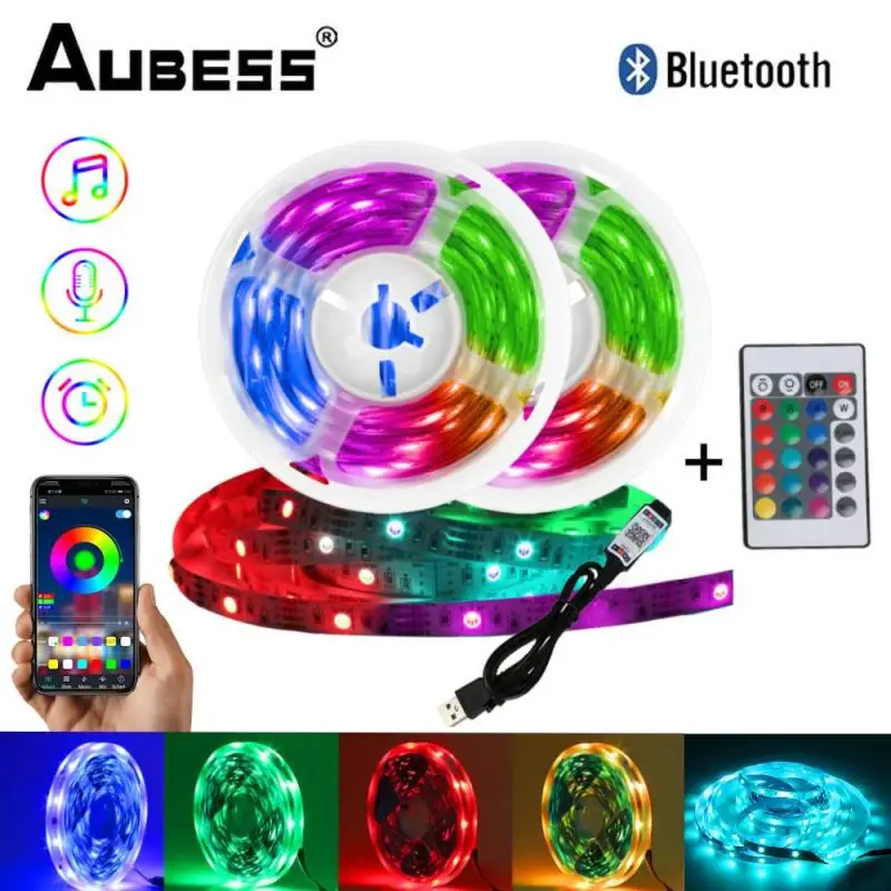 

Bluetooth LED Strip Lights USB RGB 5050 SMD Flexible Ribbon RGB LED Light 5M 10M DC 5V Control TV Desktop Screen BackLight Tape