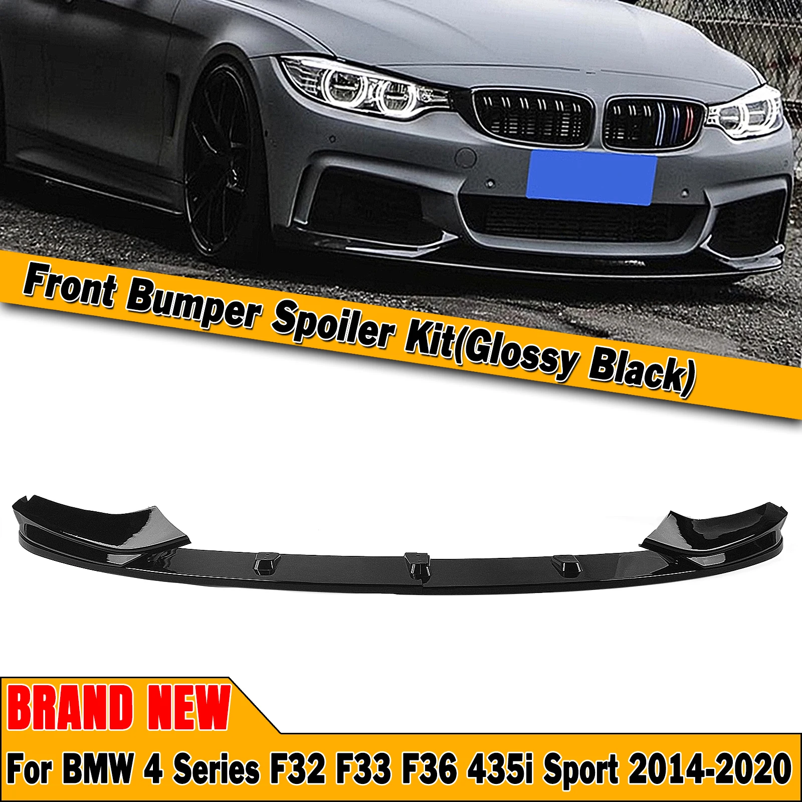 

Car Front Bumper Spoiler Lip For BMW F32 F33 F36 4 Series M Sport 2014-2020 435i Gloss Black Lower Body Kit Splitter Board Blade