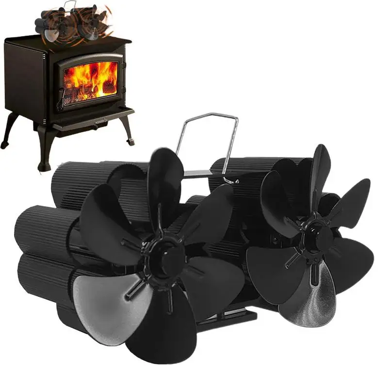 

Thermal Power Fan Heat Powered Stove Fan With 12 Blades Dual Motors Flue Pipe Hanging Fireplace Fan For Wood Burning Stove