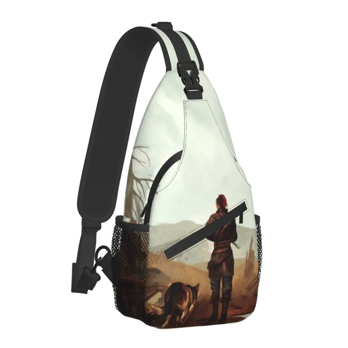

Fallout 4 Dogmeat And The Courier Chest Bags Boy video gamer Trip Shoulder Bag Cute Print Small Bag School Streetwear Sling Bags