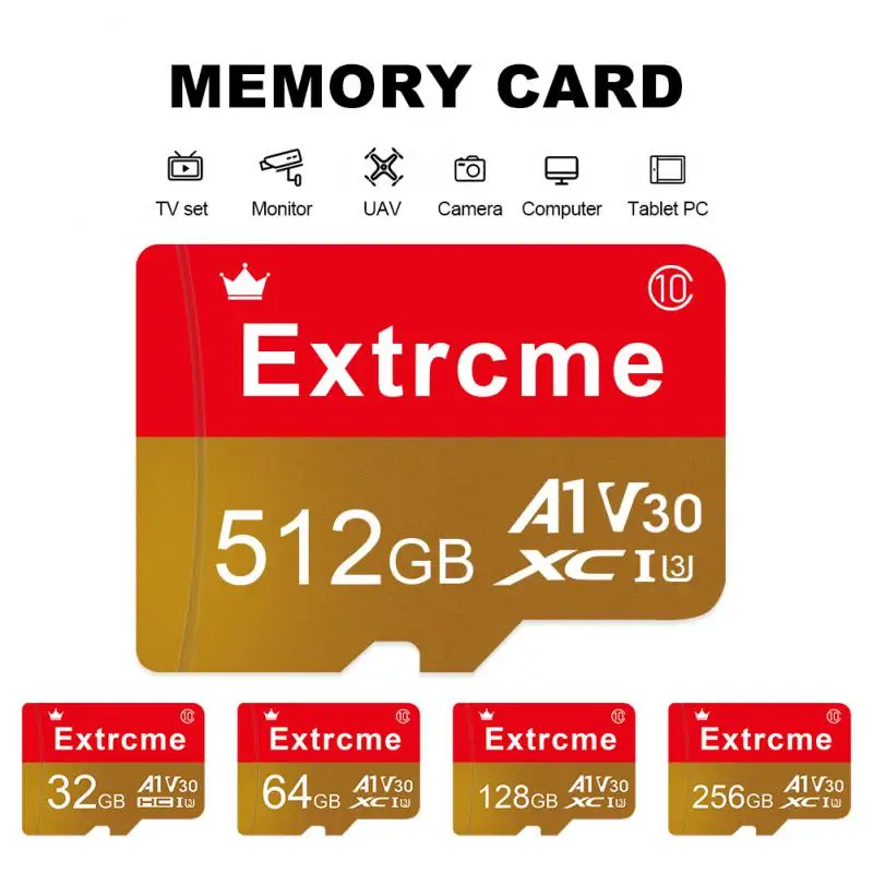 

Высокоскоростная карта памяти Micro TF/SD V30, 128 ГБ, класс 10, внешний кардридер A2, адаптер для телефона Android