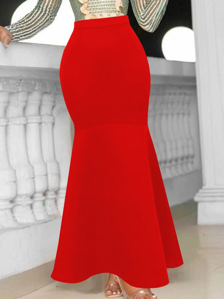

Party Women Long Skirts Large Size Stretches Trumpet Skirt Elegent Ladies Evening Celebrate Christm2022 Black Red Fall Skirts