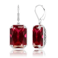 925 sterling sliver earrings for woman vintage ruby gemstone wedding party lever back drop earring handmade designer jewelry