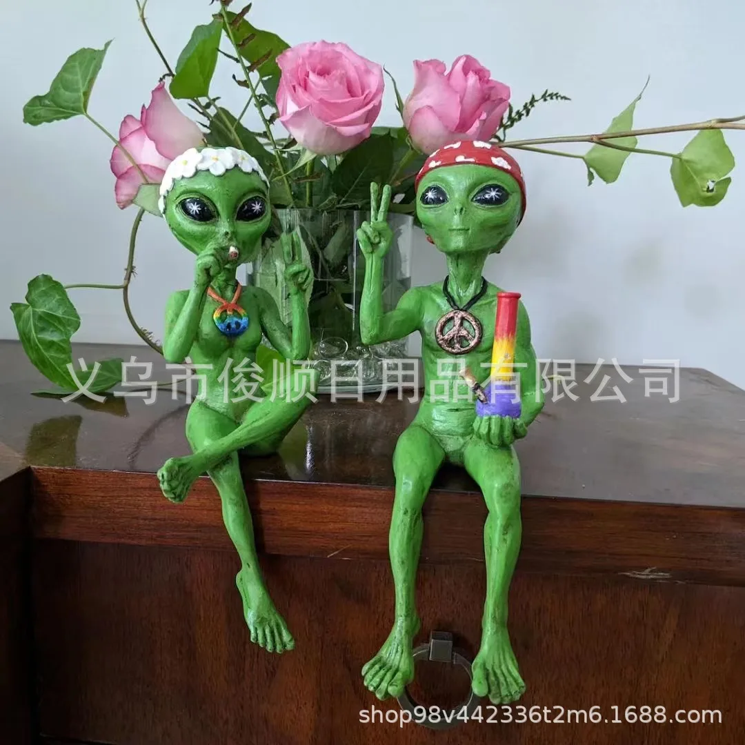 Статуя из смолы инопланетянин НЛО украшение для сада уличная скульптура гнома