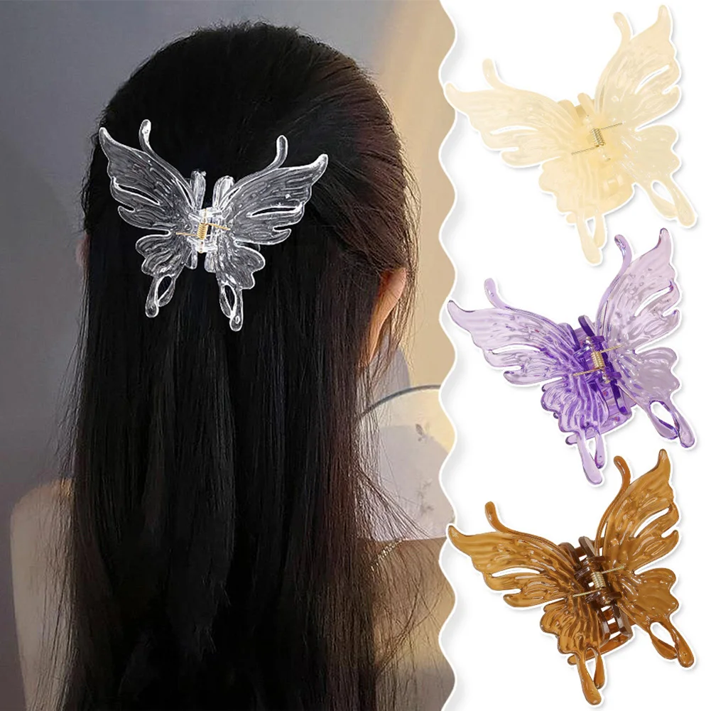 

Colored Butterfly Shaped Hair Claws Clamp Resin Hairpins Acrylic Acetate Colorful Transparent Hair Crabs Clips Hair Accessories