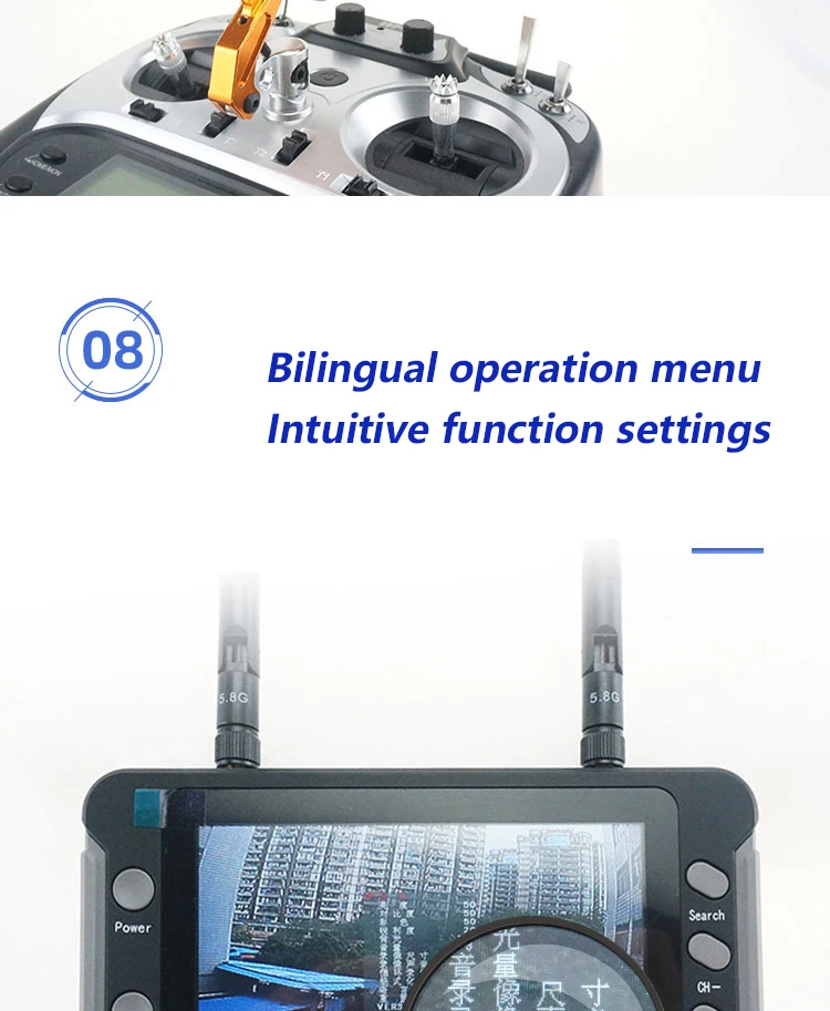 Фото SoloGood 800*480 5,8G FPV-монитор с DVR 40CH 4,3-дюймовый ЖК-дисплей 16:9 NTSC/PAL Автоматический поиск Запись видео №5