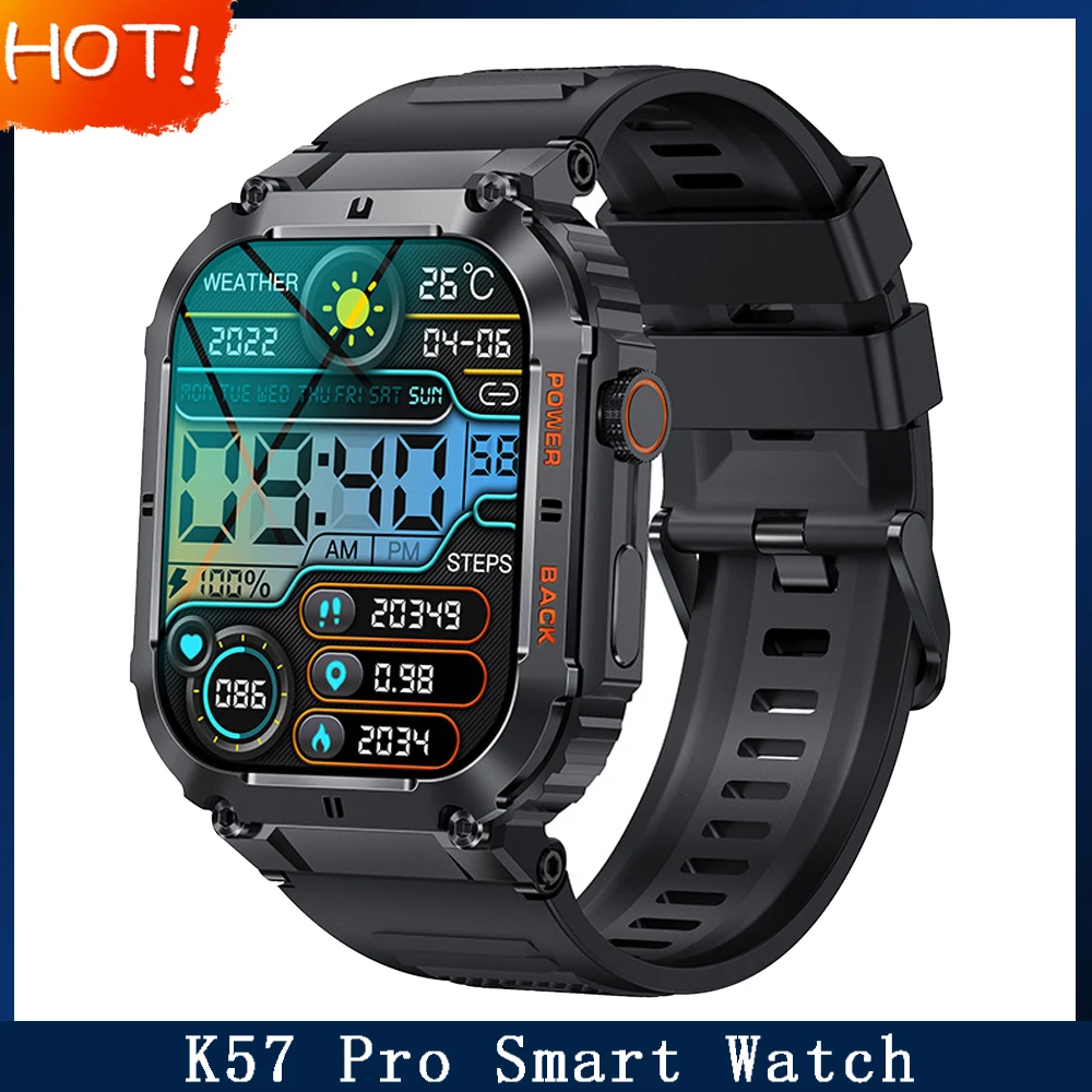 

K57 Pro Smart Watch Men 1.96inch 400mAh Heart Rate Monitor Blood Oxygen IP68 Waterproof Outdoor Timer Weather Sport Smartwatch