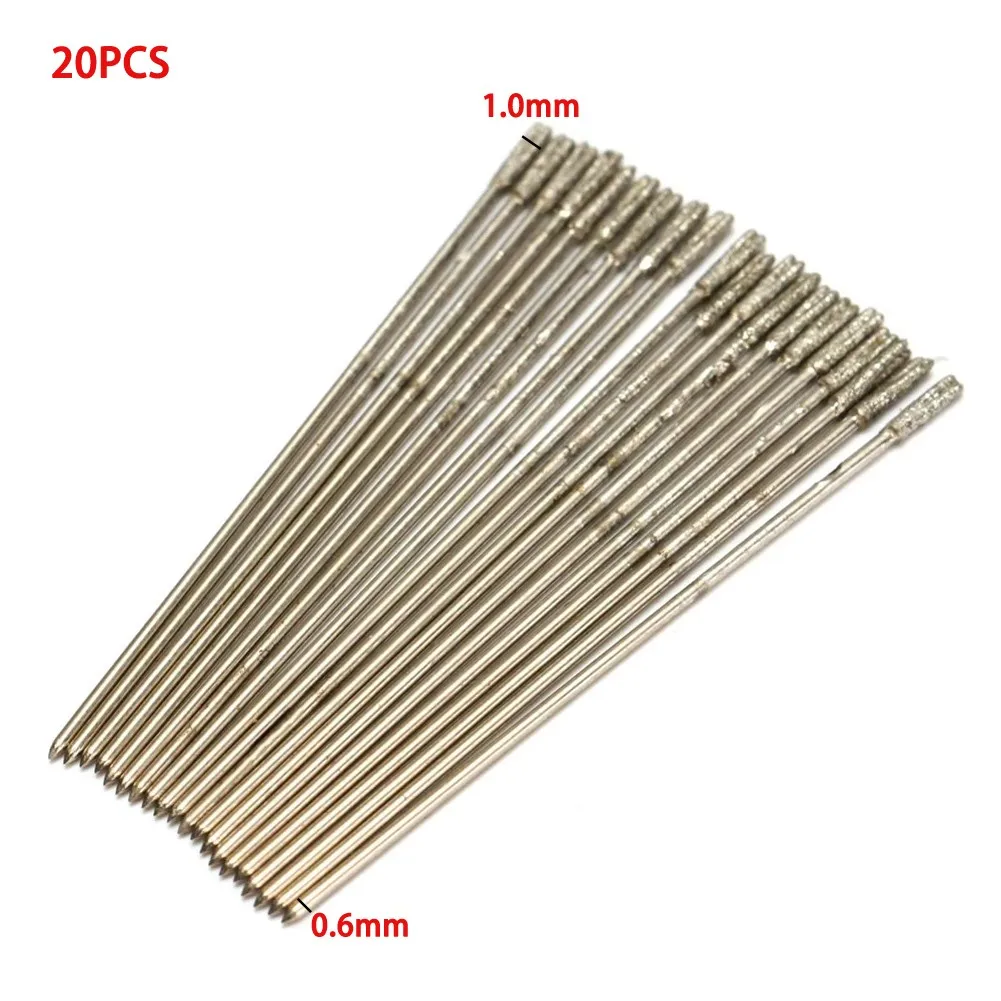 

20pcs Mini Micro Drill Bits 1.0mm Jade Punching Needle Diamond Grinding Bit For Electric Hand Drill Small Bench Drill